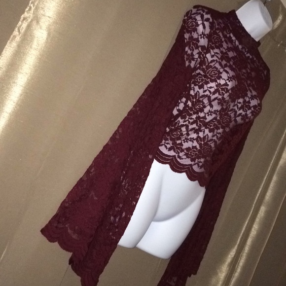 Crocheted lace long sleeve sheer top - Picture 4 of 8